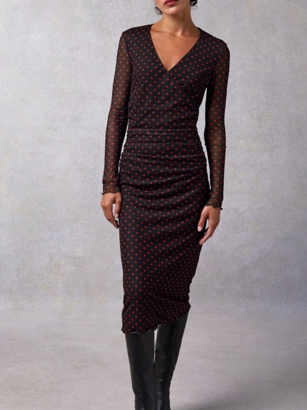 Rouje Paris Cleria Mesh Polka Dot Dress